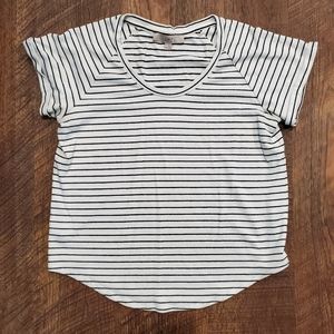 Loft Black White Striped Top Short Sleeve Sweater Shirt Classic Casual Preppy S
